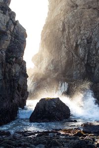 Preview wallpaper cave, rocks, stones, sea, spray