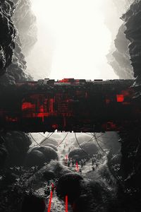 Preview wallpaper cave, rocks, tunnel, building, sci-fi