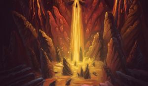 Preview wallpaper cave, rocks, waterfall, light, art