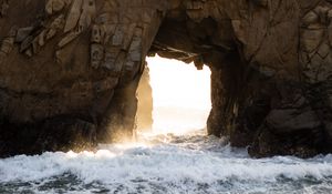 Preview wallpaper cave, rocks, waves, water