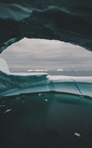 Preview wallpaper cave, sea, ice, iceberg, nature