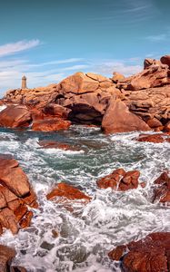 Preview wallpaper cave, sea, stones, rocks, landscape, nature