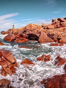 Preview wallpaper cave, sea, stones, rocks, landscape, nature