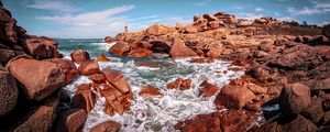 Preview wallpaper cave, sea, stones, rocks, landscape, nature