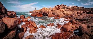 Preview wallpaper cave, sea, stones, rocks, landscape, nature