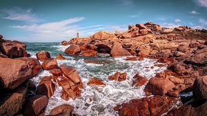 Preview wallpaper cave, sea, stones, rocks, landscape, nature