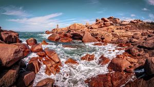 Preview wallpaper cave, sea, stones, rocks, landscape, nature