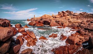 Preview wallpaper cave, sea, stones, rocks, landscape, nature