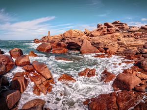 Preview wallpaper cave, sea, stones, rocks, landscape, nature