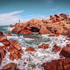 Preview wallpaper cave, sea, stones, rocks, landscape, nature