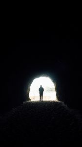 Preview wallpaper cave, silhouette, alone, dark