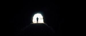Preview wallpaper cave, silhouette, alone, dark