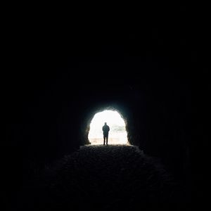 Preview wallpaper cave, silhouette, alone, dark