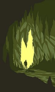 Preview wallpaper cave, silhouette, art, vector, dark