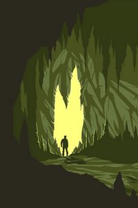 Preview wallpaper cave, silhouette, art, vector, dark