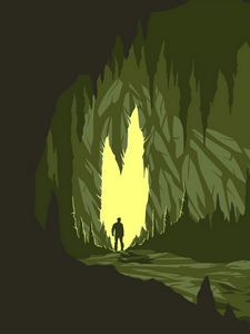 Preview wallpaper cave, silhouette, art, vector, dark