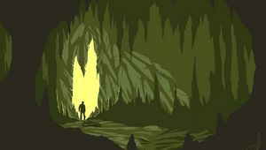Preview wallpaper cave, silhouette, art, vector, dark