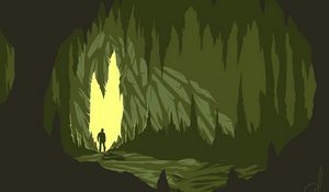 Preview wallpaper cave, silhouette, art, vector, dark