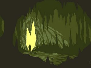 Preview wallpaper cave, silhouette, art, vector, dark