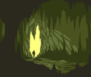 Preview wallpaper cave, silhouette, art, vector, dark