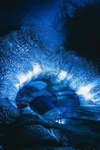 Preview wallpaper cave, silhouette, ice, glacier