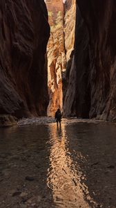 Preview wallpaper cave, silhouette, water, rocks, stones