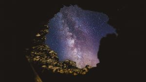 Preview wallpaper cave, starry sky, night, dark