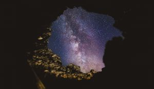 Preview wallpaper cave, starry sky, night, dark