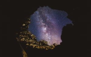 Preview wallpaper cave, starry sky, night, dark