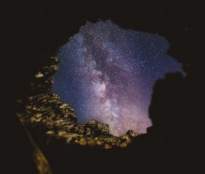 Preview wallpaper cave, starry sky, night, dark