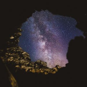 Preview wallpaper cave, starry sky, night, dark