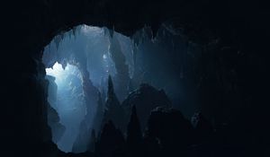 Preview wallpaper cave, stone, stony, light, dark