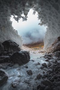 Preview wallpaper cave, stones, ice, frozen, water, nature