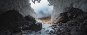 Preview wallpaper cave, stones, ice, frozen, water, nature