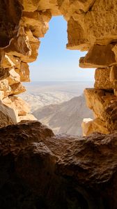 Preview wallpaper cave, stones, mountains, view