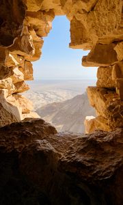 Preview wallpaper cave, stones, mountains, view