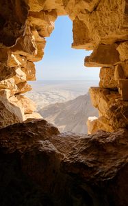 Preview wallpaper cave, stones, mountains, view