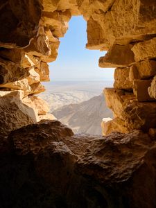 Preview wallpaper cave, stones, mountains, view