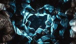 Preview wallpaper cave, stones, rocks, 3d, glow