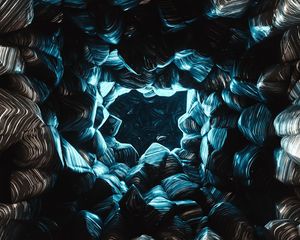 Preview wallpaper cave, stones, rocks, 3d, glow