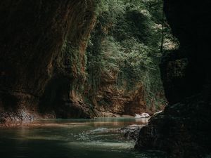 Preview wallpaper cave, water, dark, stones