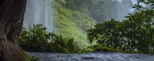 Preview wallpaper cave, waterfall, trees