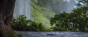 Preview wallpaper cave, waterfall, trees