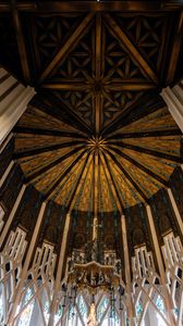 Preview wallpaper ceiling, interior, temple, pattern, stained glass, bottom view