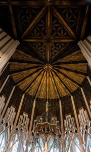 Preview wallpaper ceiling, interior, temple, pattern, stained glass, bottom view