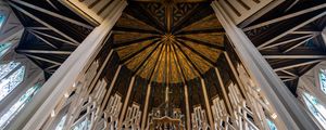 Preview wallpaper ceiling, interior, temple, pattern, stained glass, bottom view