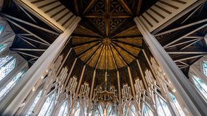 Preview wallpaper ceiling, interior, temple, pattern, stained glass, bottom view