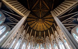 Preview wallpaper ceiling, interior, temple, pattern, stained glass, bottom view