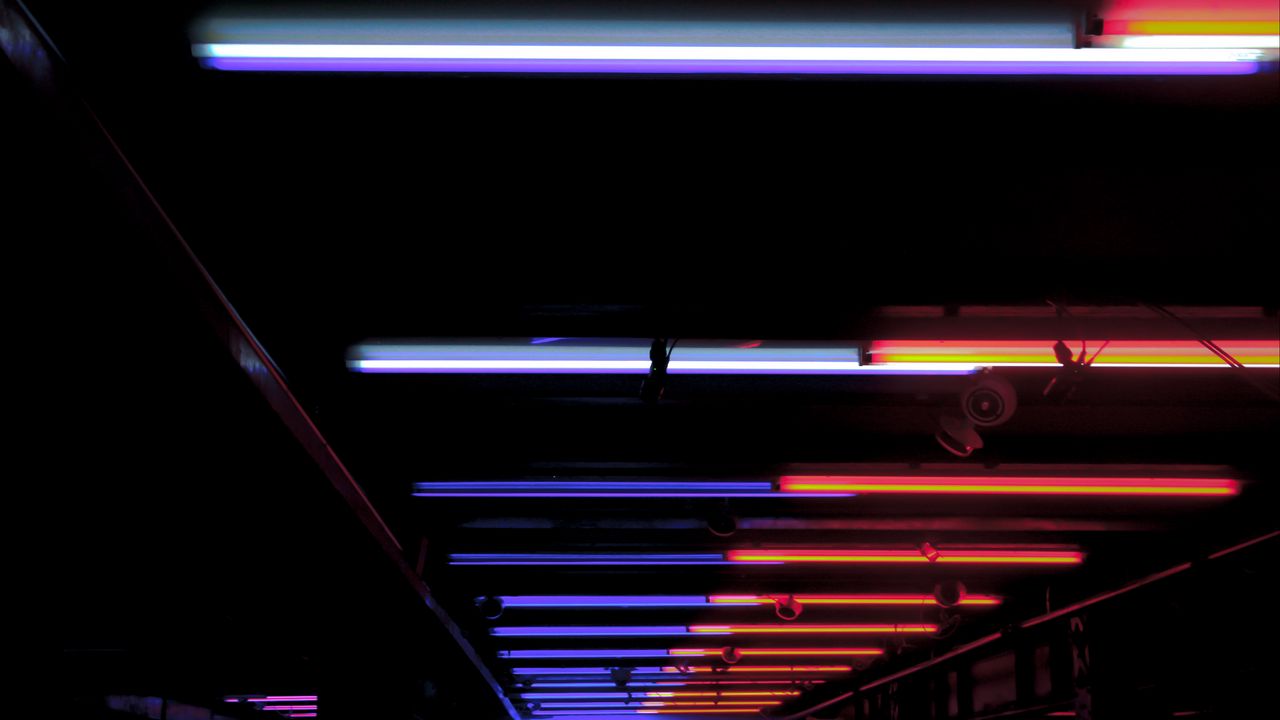 Wallpaper ceiling, lighting, night, neon hd, picture, image