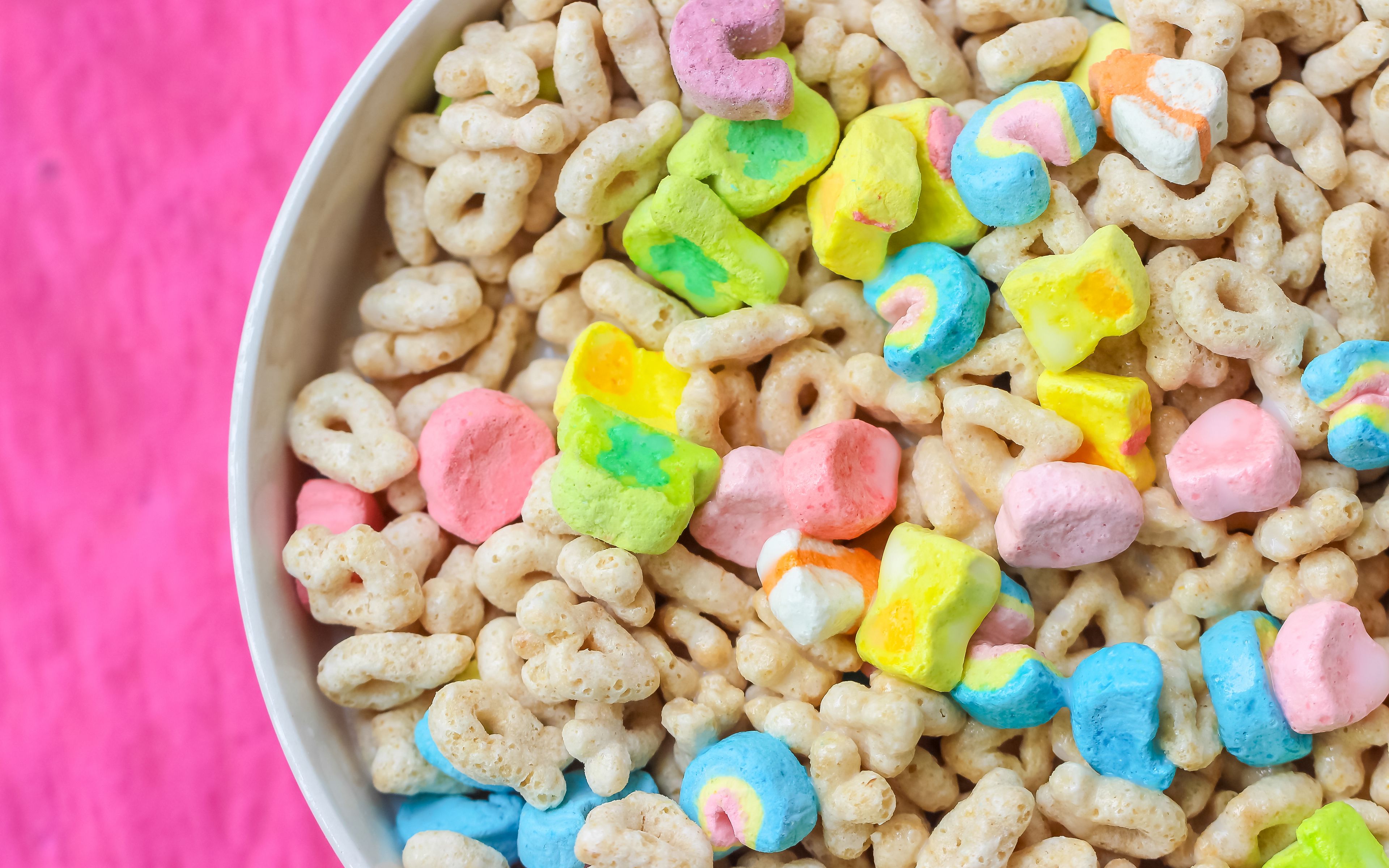 Download wallpaper 3840x2400 cereal, breakfast, bowl, colorful 4k ultra